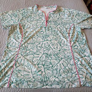 Lady Hagen- Women's Green Leaf Athletic Golf Top- XXL